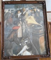 ANTIQUE FRAMED PRINT OF VICTROLA AND NIPPER