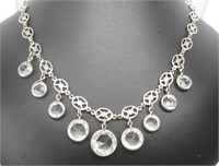 ANTIQUE ART DECO POINTED GLASS RHINESTONE NECKLACE