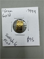 1 Gram Scottsdale Mint .9999 Gold Bar