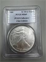 2004 PCGS MS69 Silver Eagle PCGS Collectors Club E