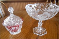 VINTAGE BLEIKRISTALL CANDY DISH AND FOOTED BOWL
