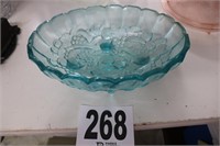 Vintage Pale Blue Glass Fruit Bowl(Shed)