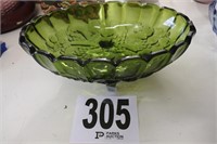 Vintage Green Glass Fruit Bowl(Shed)