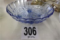 Vintage Blue Glass Fruit Bowl(Shed)