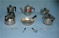 Stainless steel/copper tea, coffee & cookware set