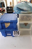 Plastic Storage Container with Contents & (2)