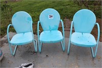(3) Blue Metal Chairs(Outside)