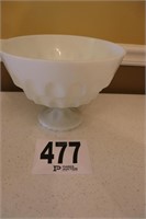 10" W x 7" Tall Milk Glass Pedestal Bowl (Rm#1)