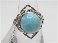 .925 Sterling Silver Larimar Ring