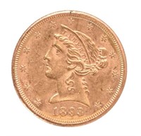 1893 Liberty Head $5 Gold Coin