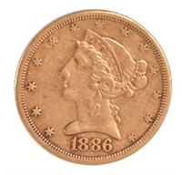 1886 Liberty Head $5 Gold Coin