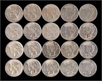 (20) U.S. Peace Silver Dollar Coins 1922-1925