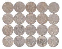 (20) US Peace Silver Dollars 1922-1925