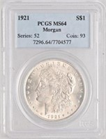 1921 Morgan Silver Dollar PCGS MS64