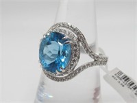 .925 Sterling Silver Blue Topaz Fashion Ring