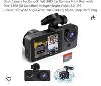 Dash Camera for Cars, 4K Full UHD Car Camera Front
