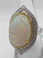 18K WG+YG Opal & Diamond Ring