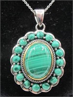 .925 SS Malachite Pendant