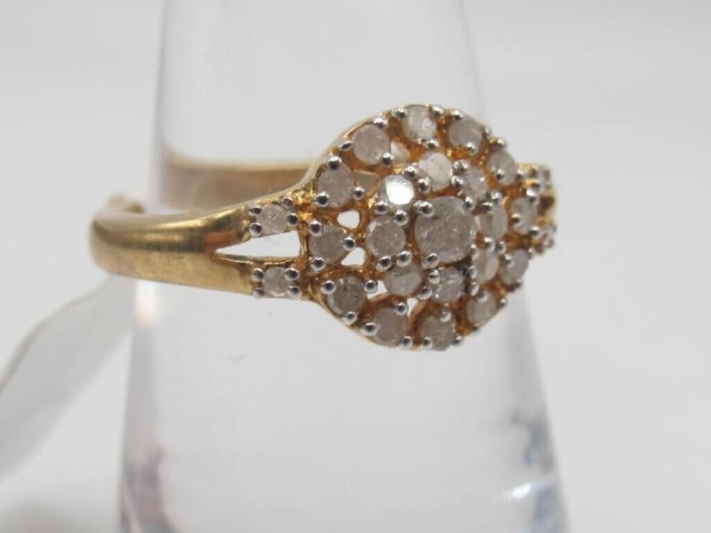 .925 Sterling Silver/Vermeil Diamond Ring