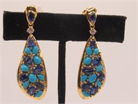 .925 SS Turquoise & Kyanite & White Zircon Earring