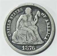 1876-CC SEATED LIBERTY DIME F