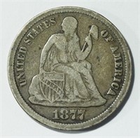 1877-CC SEATED LIBERTY DIME F