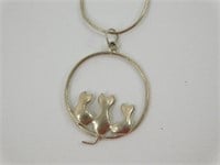 Sterling Silver Cat Pendant Necklace - 24”