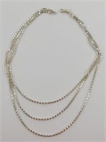 Sterling Silver Multi Strand Necklace - 15 ½”