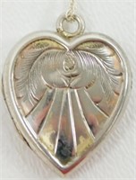 Vintage Sterling Silver Heart Locket Necklace -