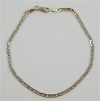 Vintage Flat Link Mariner Bracelet / Anklet - 9"