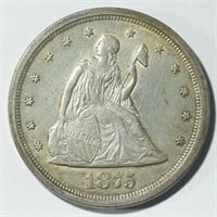 1875-S TWENTY CENT PIECE AU