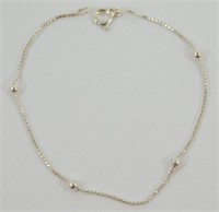 Sterling Silver Box Chain Ball Bracelet - 7 ½”