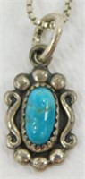 Vintage Sterling Silver Necklace with Turquoise