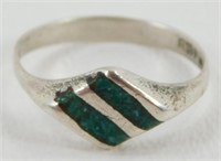 Vintage Sterling Silver Crushed Turquoise Ring -