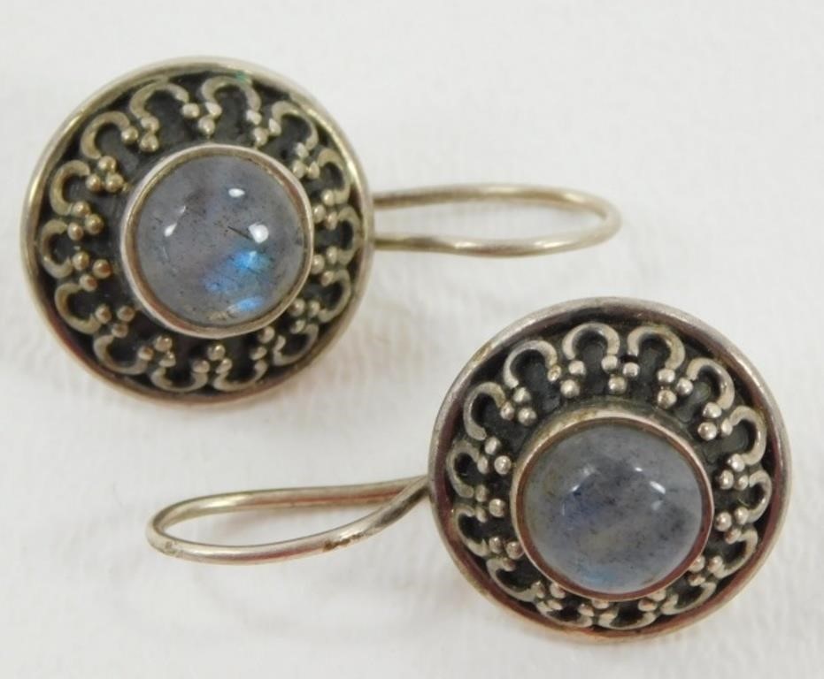 Vintage Sterling Silver Moonstone Earrings