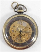 Manual Wind Skeleton Pocket Watch - Runs