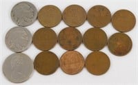 Lot of Various Wheat Cents and Buffalo Nickels -