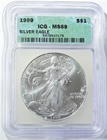 1999 AMERICAN SILVER EAGLE ICG MS-69