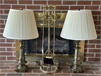 Table Lamp and Fireplace Set