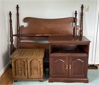 Wooden Bed Frame and End Tables