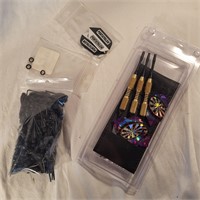 NIB Brass Dart Set 18GM w/ xtra tips flights & o-