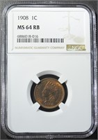 1908 INDIAN HEAD CENT NGC MS-64 RB