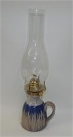 Blue & White Stoneware Oil Lamp
