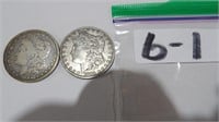 2) Morgan Silver Dollars 1) 1884 No Mint, 1894 O