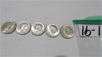 5) 1964 Kennedy Half Dollars