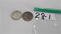2) Morgan Silver Dollars 1) 1887 & 1888 No Mint