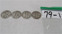 4) Walking Liberty Half Dollars1935,36,37,39