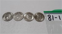 4) Eisenhower Silver Dollars 1776-1976, D Mint