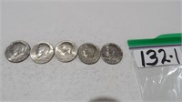 5) Kennedy Half Dollars,1974 D,1977 No Mint +