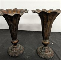 METAL TULIP SHAPED VASES 16 INCH